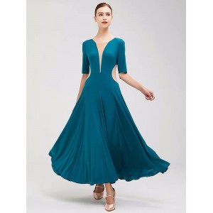 Women girls blue wine competition ballroom dance dresses gemstones waltz tango foxtrot smooth dance long gown for female